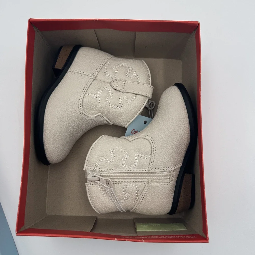 Cat & Jack Addie Western Boots Toddler Girls 5 Cream NWT